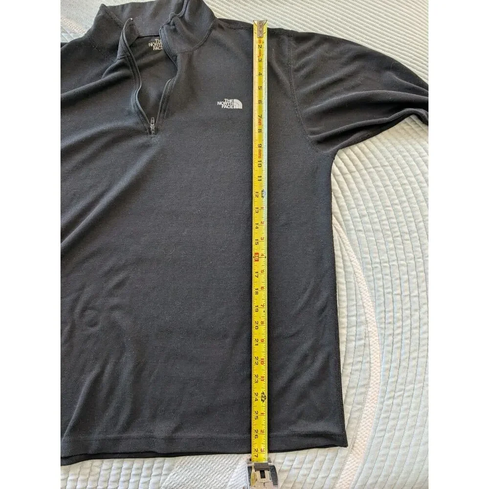 North Face Mens Size Large Black 1/4 Zip Long Sleeve Pullover Outdoor Hiking